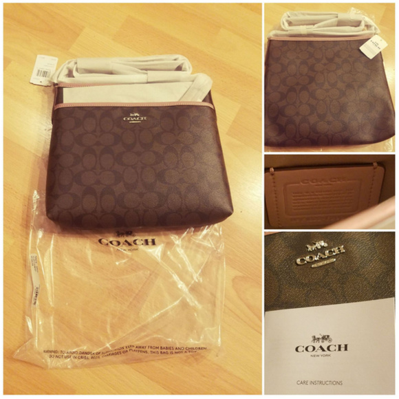 COACH NWT Pink Brown File Crossbody Bag Purse - Picture 3 of 7